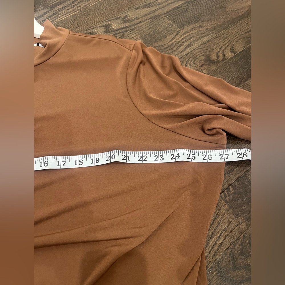 SUSAN GRAVER LIQUID KNIT TAN DRESS 3/4 SLEEVE MOCK NECK 3XP Classic Stretchy tra - Picture 7 of 7